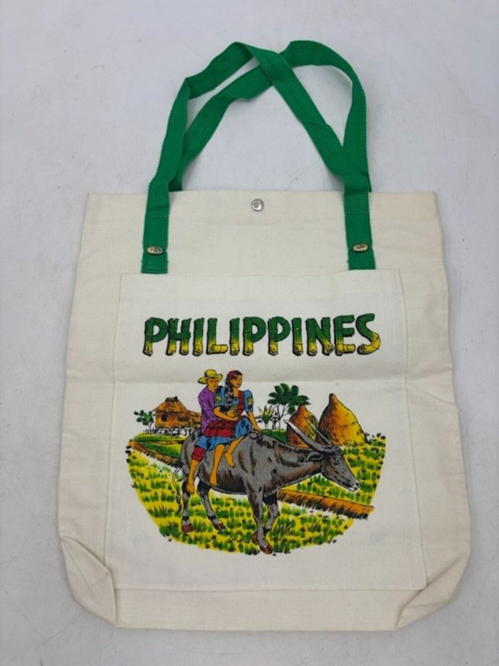 Vtg Philippines Catcha Canvas Tote Bag Carabao